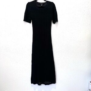 Rachel Zoe open knit Black short sleeves maxi Dress‎ M